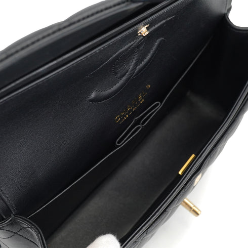 CHANEL HOLLYWOOD CHARM CLASSIC FLAP MEDIUM CHAIN SHOULDER BAG BLACK LAMB SKIN GOLD HARDWARE 90330994