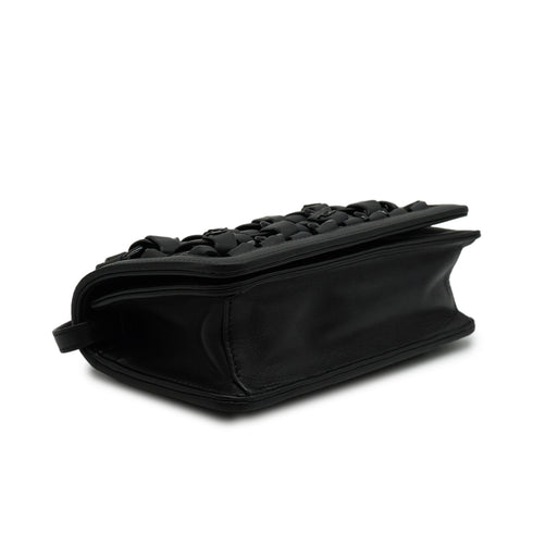 CHANEL INTERLACED CHAIN COCOMARK CLUTCH SHOULDER BAG BLACK LEATHER BLACK HARDWARE 90344460