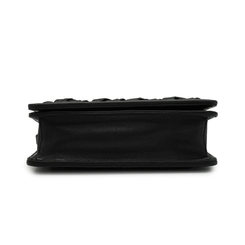 CHANEL INTERLACED CHAIN COCOMARK CLUTCH SHOULDER BAG BLACK LEATHER BLACK HARDWARE 90344460
