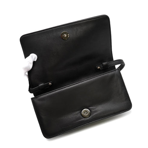 CHANEL INTERLACED CHAIN COCOMARK CLUTCH SHOULDER BAG BLACK LEATHER BLACK HARDWARE 90344460