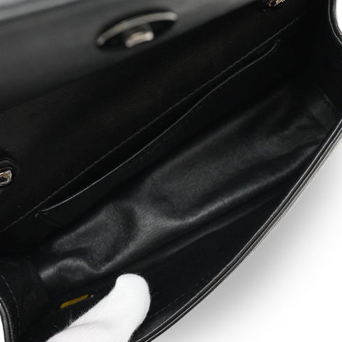 CHANEL INTERLACED CHAIN COCOMARK CLUTCH SHOULDER BAG BLACK LEATHER BLACK HARDWARE 90344460