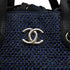 CHANEL IN THE MIX STRAW DRAWSTRING CHAIN HAND SHOULDER BAG BLUE CAVIAR SKIN SILVER HARDWARE 90341879