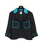 CHANEL JACKET BLUE BLACK WOOL 44 07A RTW 90325369