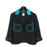 CHANEL JACKET BLUE BLACK WOOL 44 07A RTW 90325369