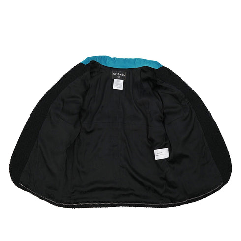 CHANEL JACKET BLUE BLACK WOOL 44 07A RTW 90325369
