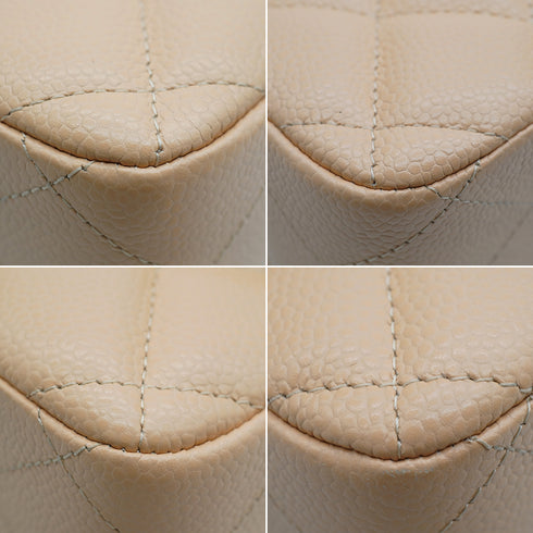 CHANEL JUMBO MATELASSE 30 CHAIN SHOULDER BAG BEIGE CAVIAR SKIN SILVER HARDWARE 90345068