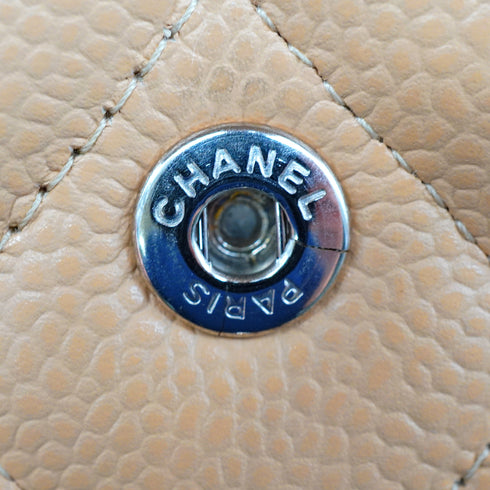 CHANEL JUMBO MATELASSE 30 CHAIN SHOULDER BAG BEIGE CAVIAR SKIN SILVER HARDWARE 90345068