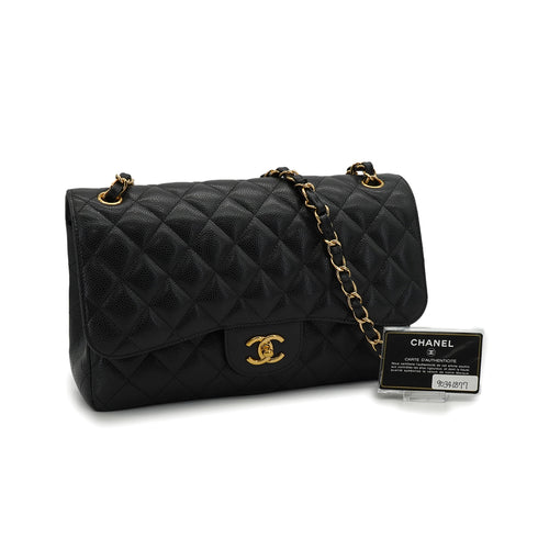 CHANEL JUMBO MATELASSE 30 CHAIN SHOULDER BAG BLACK CAVIAR SKIN GOLD HARDWARE 90341877