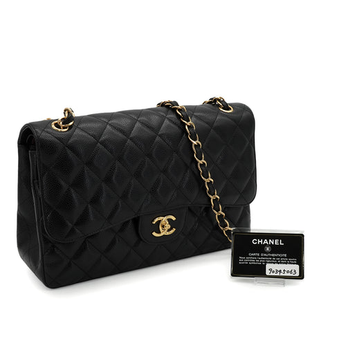 CHANEL JUMBO MATELASSE 30 CHAIN SHOULDER BAG BLACK CAVIAR SKIN GOLD HARDWARE 90345063