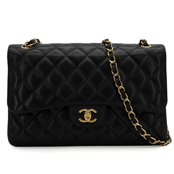 CHANEL JUMBO MATELASSE 30 CHAIN SHOULDER BAG BLACK CAVIAR SKIN GOLD HARDWARE 90345063