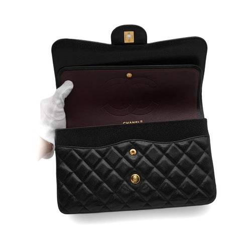 CHANEL JUMBO MATELASSE 30 CHAIN SHOULDER BAG BLACK CAVIAR SKIN GOLD HARDWARE 90345063