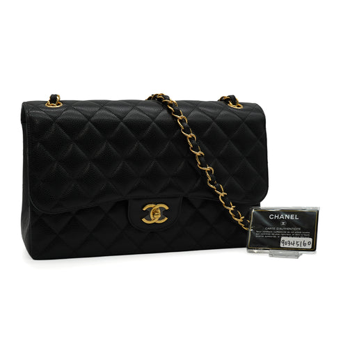 CHANEL JUMBO MATELASSE 30 CHAIN SHOULDER BAG BLACK CAVIAR SKIN GOLD HARDWARE 90345160