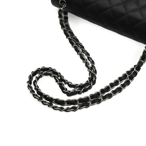CHANEL JUMBO MATELASSE 30 CHAIN SHOULDER BAG BLACK CAVIAR SKIN SILVER HARDWARE 90343862