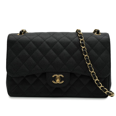 CHANEL JUMBO MATELASSE 30 CHAIN SHOULDER BAG BLACK CAVIR SKIN GOLD HARDWARE 90346663