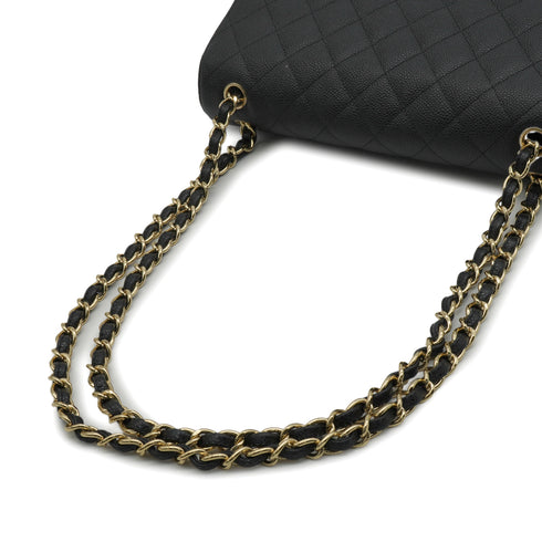 CHANEL JUMBO MATELASSE 30 CHAIN SHOULDER BAG BLACK CAVIR SKIN GOLD HARDWARE 90346663
