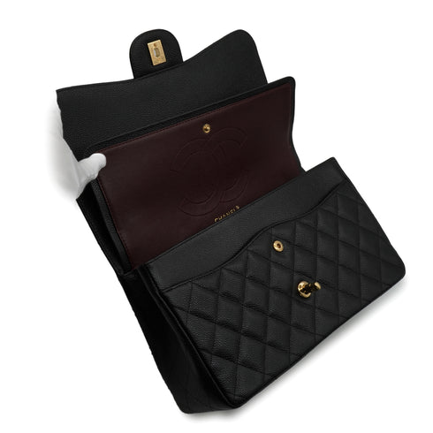 CHANEL JUMBO MATELASSE 30 CHAIN SHOULDER BAG BLACK CAVIR SKIN GOLD HARDWARE 90346663
