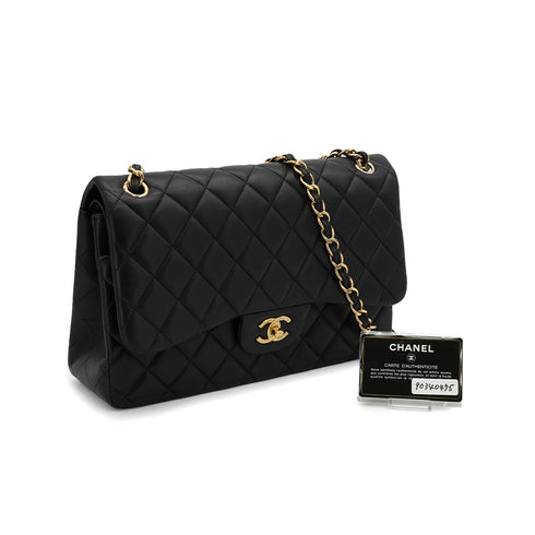 CHANEL JUMBO MATELASSE 30 CHAIN SHOULDER BAG BLACK LAMB SKIN GOLD HARDWARE 90340475