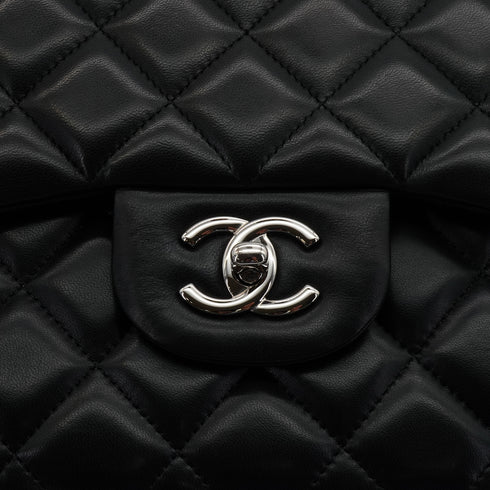 CHANEL JUMBO MATELASSE 30 CHAIN SHOULDER BAG BLACK LAMB SKIN SILVER HARDWARE 90342410