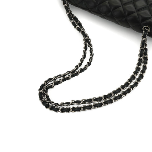 CHANEL JUMBO MATELASSE 30 CHAIN SHOULDER BAG BLACK LAMB SKIN SILVER HARDWARE 90342410