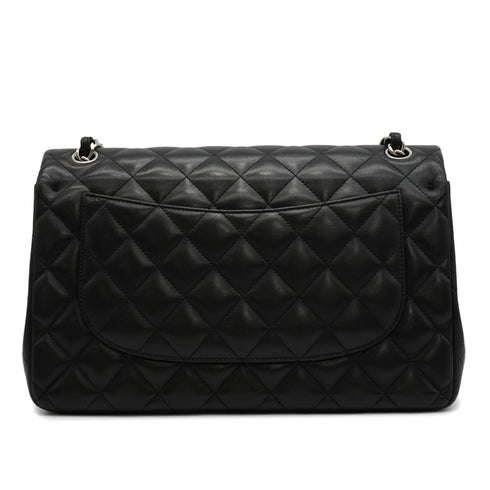 CHANEL JUMBO MATELASSE 30 CHAIN SHOULDER BAG BLACK LAMB SKIN SILVER HARDWARE 90342585