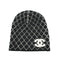 CHANEL KNIT HAT COCOMARK MATELASSE BLACK WHITE CASHMERE RTW 90334502