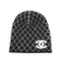 CHANEL KNIT HAT COCOMARK MATELASSE BLACK WHITE CASHMERE RTW 90334502