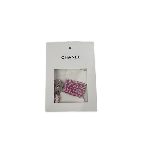 CHANEL LION BUTTON CARDIGAN PINK WHITE COTTON 38 P72 RTW 90311816