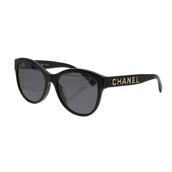CHANEL LOGO SUNGLASSES BLACK GOLD EYEWEAR 90334202