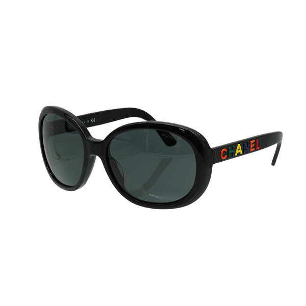 CHANEL LOGO SUNGLASSES BLACK MULTICOLOR EYEWEAR 90334198
