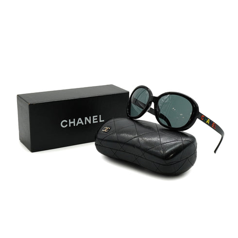 CHANEL LOGO SUNGLASSES BLACK MULTICOLOR EYEWEAR 90334198