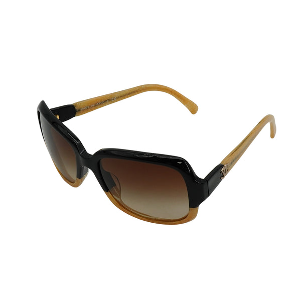 CHANEL LOGO SUNGLASSES BYCOLOR BLACK BEIGE EYEWEAR 90335019