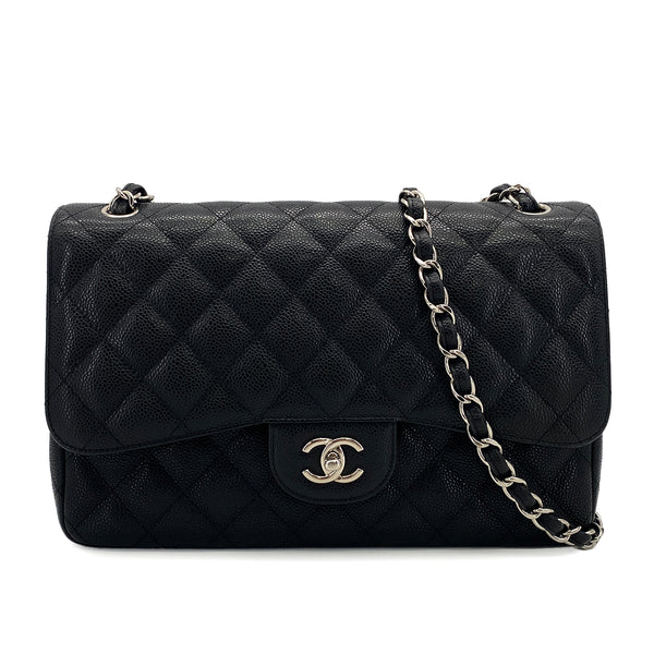 CHANEL MATELASSE 30 CHAIN SHOULDER BAG BLACK CAVIAR SKIN SILVER HARDWARE 90324757