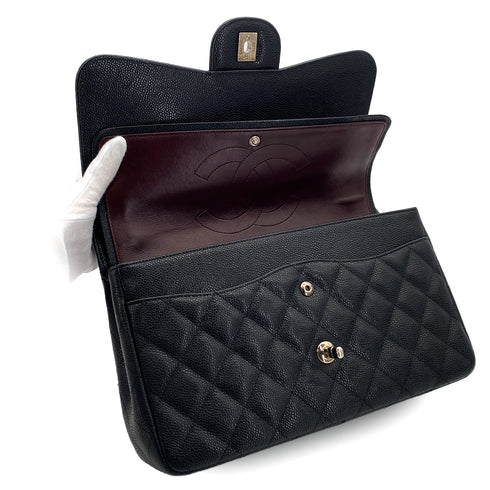 CHANEL MATELASSE 30 CHAIN SHOULDER BAG BLACK CAVIAR SKIN SILVER HARDWARE 90324757