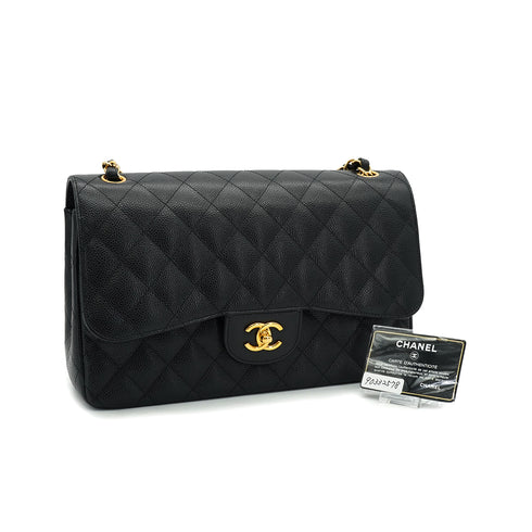 CHANEL JUMBO MATELASSE 30 CHAIN SHOULDER BAG BLACK CAVIAR SKIN GOLD HARDWARE 90332578