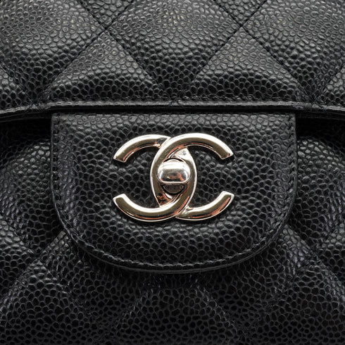 CHANEL JUMBO MATELASSE 30 CHAIN SHOULDER BAG BLACK CAVIAR SKIN SILVER HARDWARE 90332575