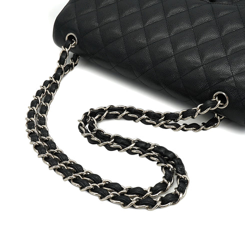 CHANEL JUMBO MATELASSE 30 CHAIN SHOULDER BAG BLACK CAVIAR SKIN SILVER HARDWARE 90332575