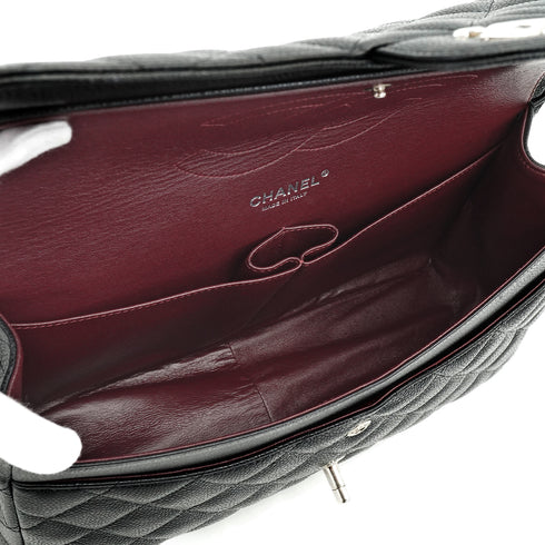 CHANEL JUMBO MATELASSE 30 CHAIN SHOULDER BAG BLACK CAVIAR SKIN SILVER HARDWARE 90332575