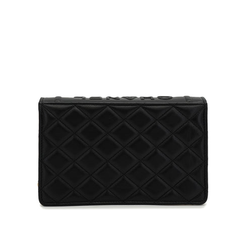 CHANEL MATELASSE BOOK MOTIF CHAIN SHOULDER BAG BLACK WHITE LAMB SKIN GOLD HARDWARE 90327893