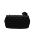 CHANEL MATELASSE CAMELLIA CHAIN SHOULDER BAG BLACK SATIN GOLD HARDWARE 90349389
