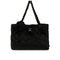 CHANEL MATELASSE CAMELLIA CHAIN TOTE BAG BLACK FAUX FUR SILVER HARDWARE 90322287