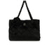 CHANEL MATELASSE CAMELLIA CHAIN TOTE BAG BLACK FAUX FUR SILVER HARDWARE 90322287
