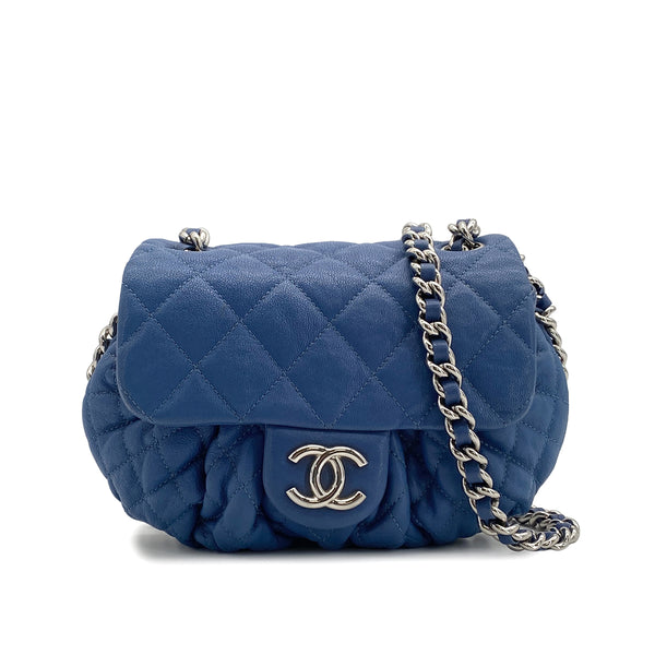 CHANEL MATELASSE CHAIN AROUND SHOULDER BAG BLUE LEATHER 90327075