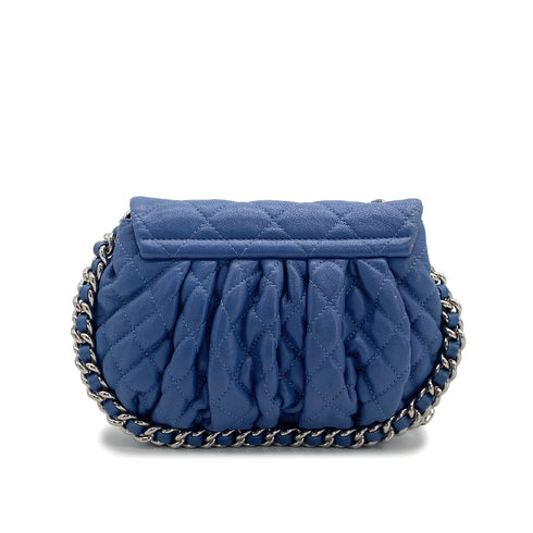 CHANEL MATELASSE CHAIN AROUND SHOULDER BAG BLUE LEATHER 90327075