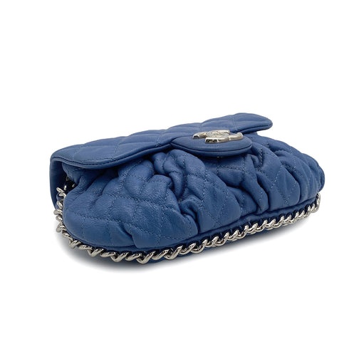 CHANEL MATELASSE CHAIN AROUND SHOULDER BAG BLUE LEATHER 90327075