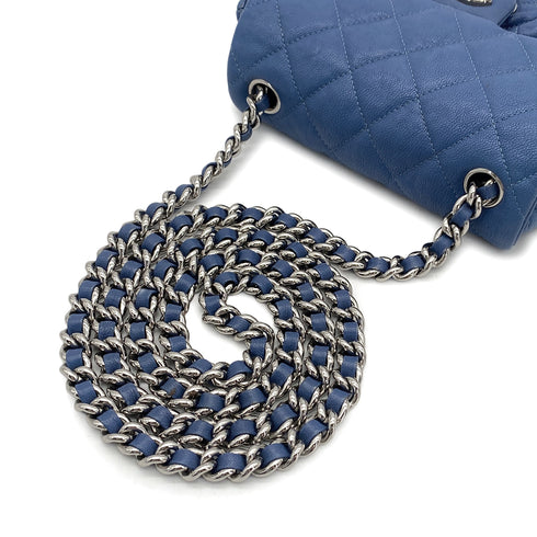 CHANEL MATELASSE CHAIN AROUND SHOULDER BAG BLUE LEATHER 90327075