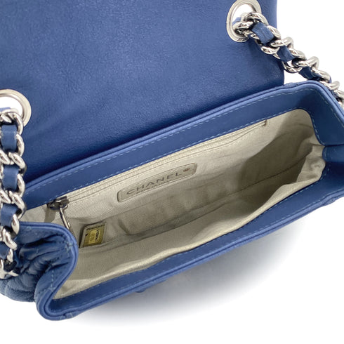CHANEL MATELASSE CHAIN AROUND SHOULDER BAG BLUE LEATHER 90327075