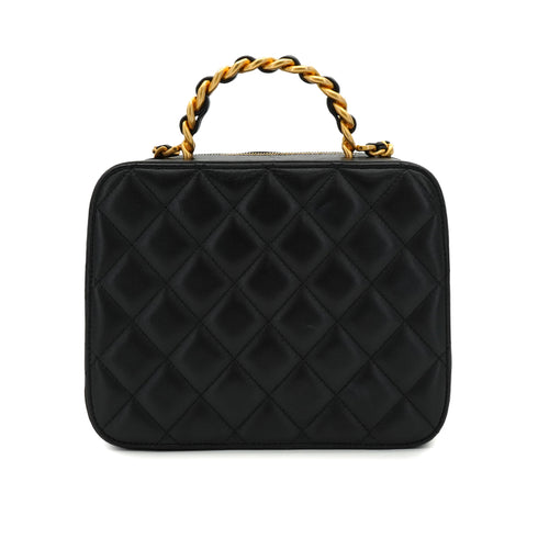 CHANEL MATELASSE CHAIN HAND SHOULDER BAG BLACK LAMB SKIN GOLD HARDWARE 90334168