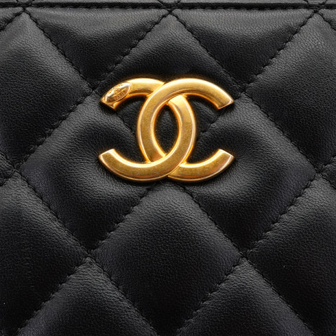 CHANEL MATELASSE CHAIN HAND SHOULDER BAG BLACK LAMB SKIN GOLD HARDWARE 90334168