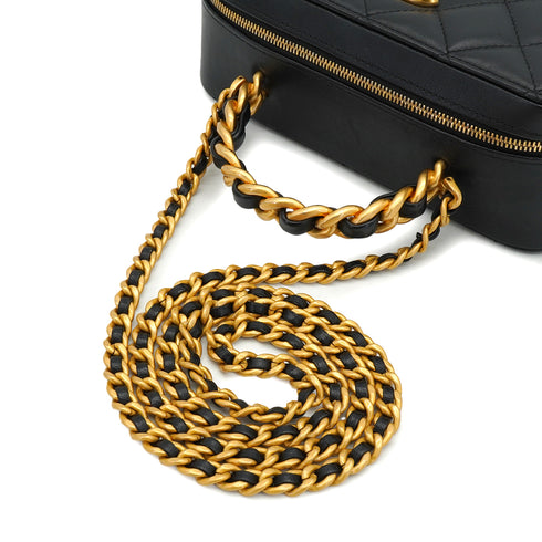 CHANEL MATELASSE CHAIN HAND SHOULDER BAG BLACK LAMB SKIN GOLD HARDWARE 90334168