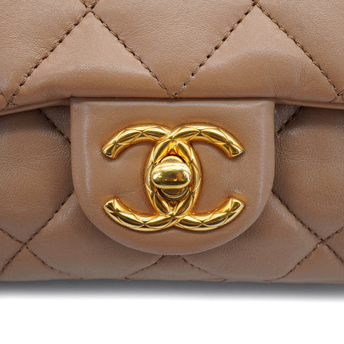 CHANEL MATELASSE CHAIN SHOULDER BAG BEIGE LAMB SKIN GOLD HARDWARE 90332573